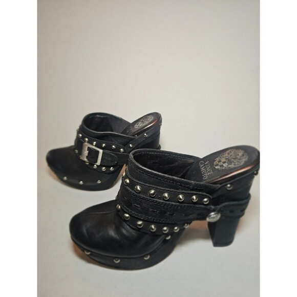 Vince Camuto Women's Christie Studded Black Leather Mules 7.5 Goth Witchy - Picture 1 of 10